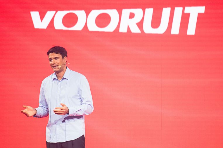 Conner Rousseau op de nieuwjaarsreceptie van Vooruit. Beeld BELGA
