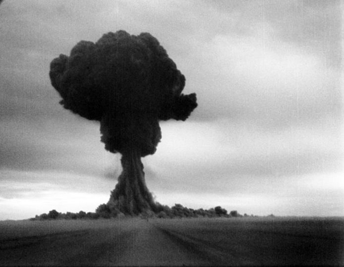 Een historisch beeld van de eerste Russische kernproef, in 1949.
