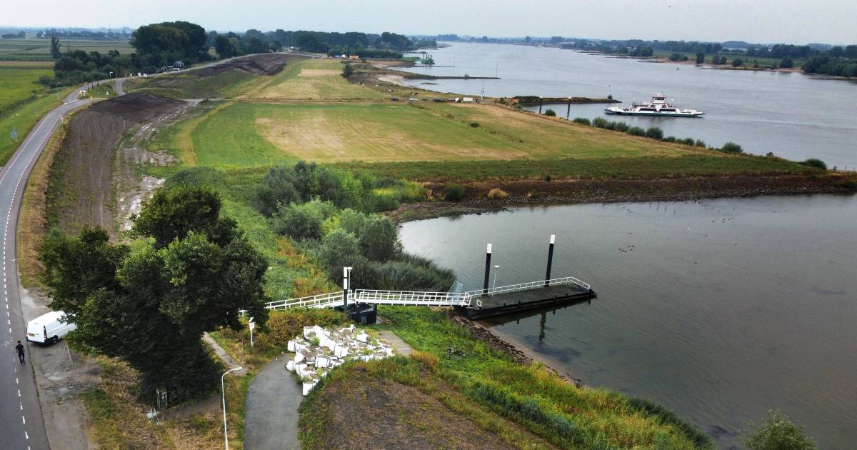 Zoek de verschillen: Van hoogwater in 2021 naar laagwater nu bij het veer van Herwijnen - De Gelderl