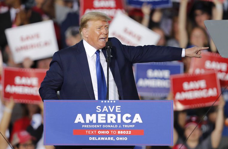 Ex-president Donald Trump afgelopen weekend op een bijeenkomst in Ohio. Beeld ANP / EPA