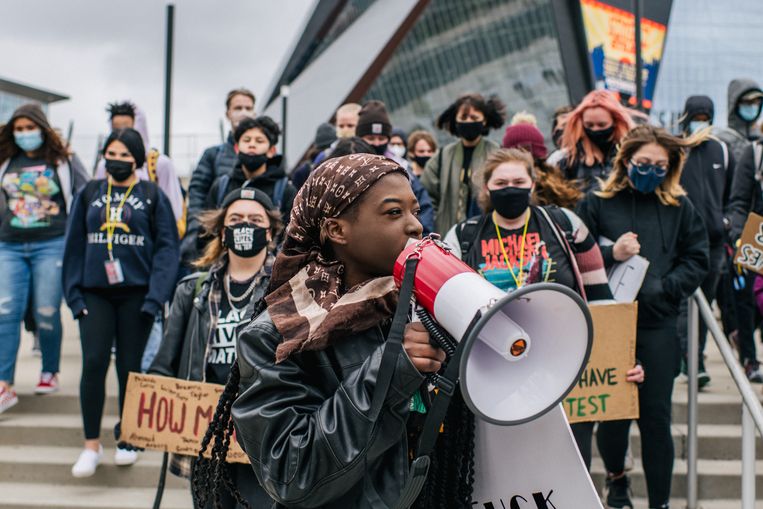 Studenten betogen voor burgerrechten.  Beeld Getty Images