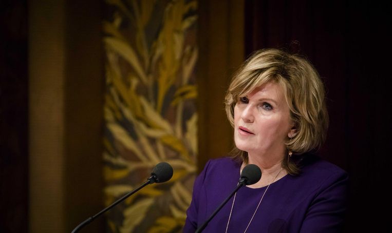 Pia Dijkstra tijdens het debat in de Eerste Kamer over de donorwet. Beeld anp