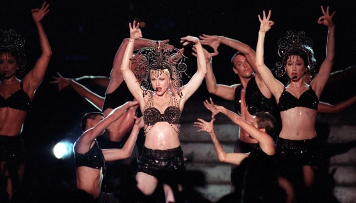 Archiefbeeld ter illustratie, popster Madonna treedt op in het Maracana Stadion in Rio de Janeiro, Brazilië, voor 115.000 toeschouwers op 6 november 1993.