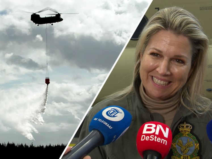 Koningin Máxima vliegt mee tijdens Fire Bucket Operatie-training op vliegbasis Gilze-Rijen