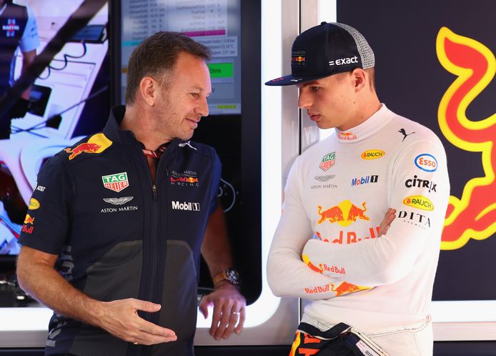 Christian Horner en Max Verstappen.
