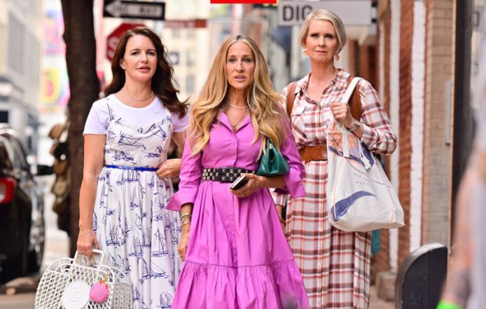 Kristin Davis, Sarah Jessica Parker en Cynthia Nixon in de 'Sex and the City'-reboot 'And Just Like That...'.