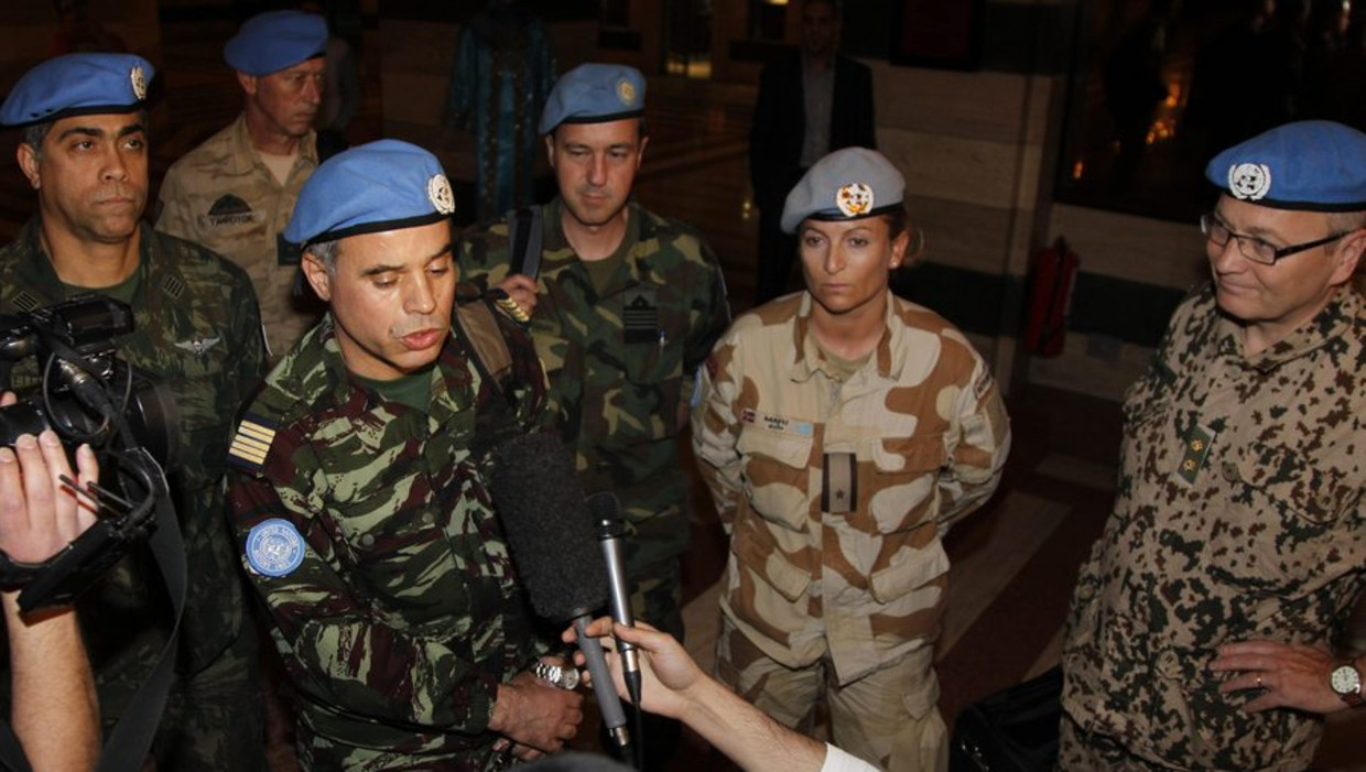 Het team van VN-waarnemers dat momenteel in Syrië is. Beeld reuters