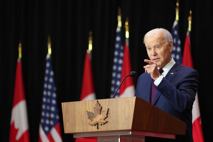 De Amerikaanse Joe Biden tijdens zijn bezoek aan Canada.