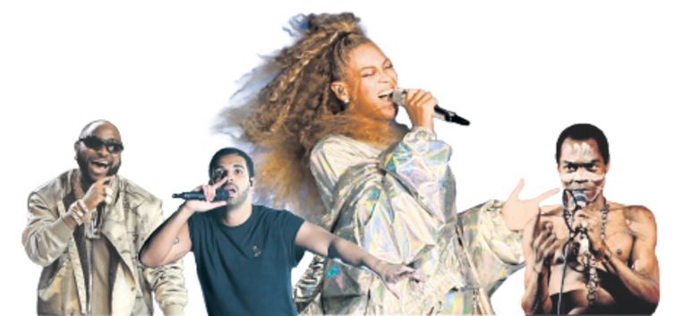 Van links af Davido, Drake, Beyoncé, Fela Kuti.  Beeld Getty