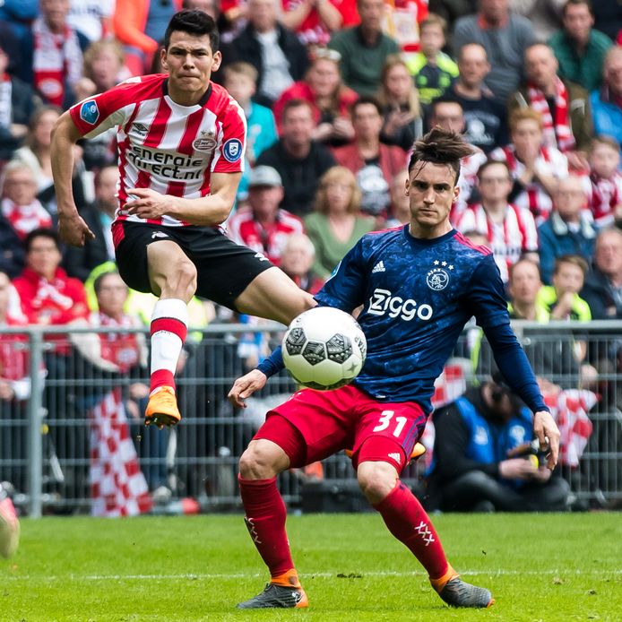 Tagliafico had het in april, in de kampioenswedstrijd van PSV, lastig met Lozano.