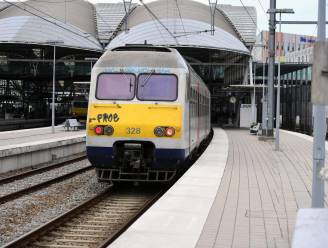 Geparkeerde trein bolt station binnen
