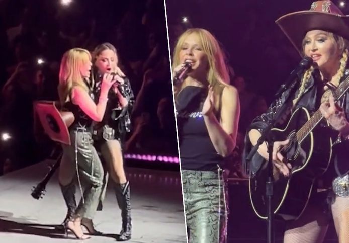 Madonna en Kylie Minogue samen op het podium