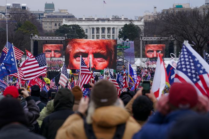 Massabijeenkomst van Trumpaanhangers bij het Witte Huis, voorafgaand aan de bestorming van het Capitool.