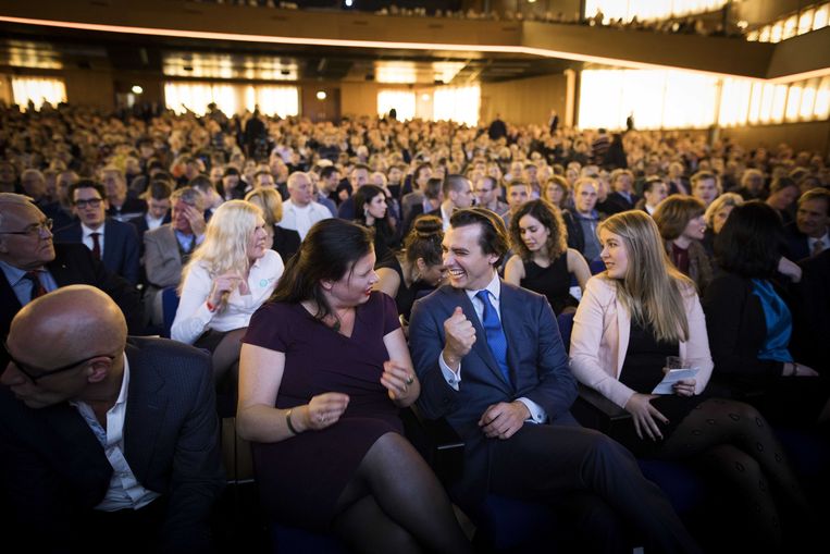 Fractievoorzitter Thierry Baudet tijdens het partijcongres van Forum voor Democratie in de RAI. Beeld ANP