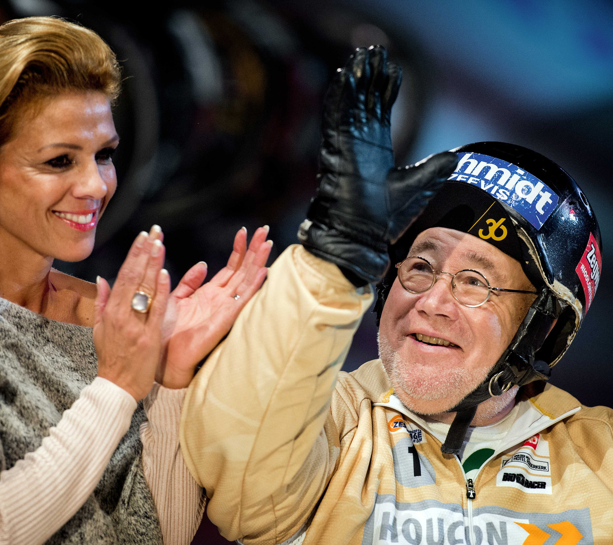 Leontien Zijlaard-van Moorsel met haar schoonvader Joop Zijlaard. Beeld anp