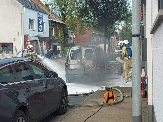 Bestelwagen brandt volledig uit in Leistraat