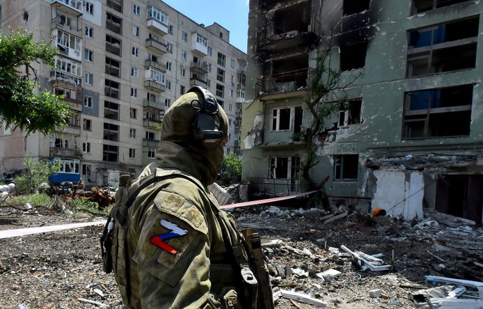 Een Russische soldaat in Severodonetsk