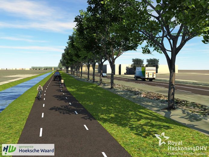 Op een van de twee varianten is het fietspad ingetekend op de rijbaan.