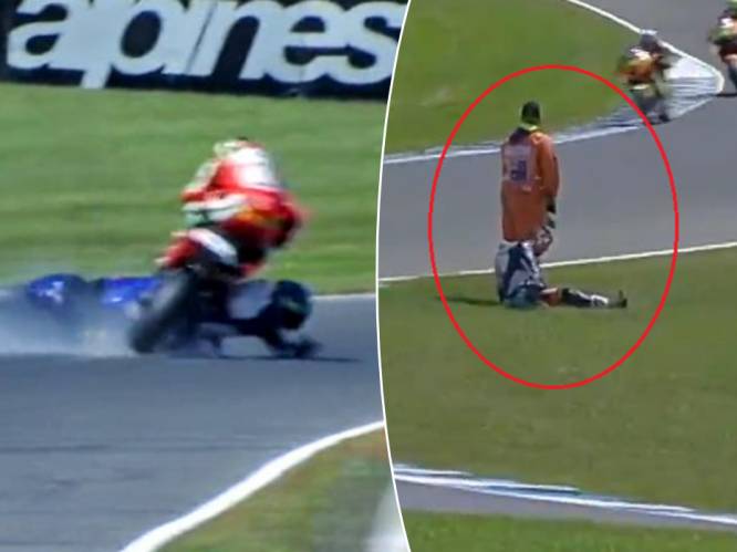 Motorrijder rijdt vol over vallende opponent, nasleep maakt hele gebeuren alleen maar hallucinanter