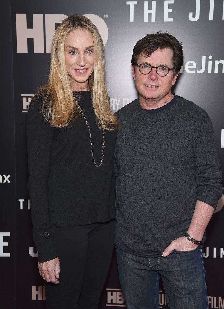 Tracy Pollan en Michael J. Fox bij de premiere van The Jinx. Beeld AFP