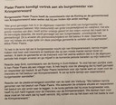 De verklaring van de gemeente Krimpenerwaard over het vertrek van Pieter Paans.