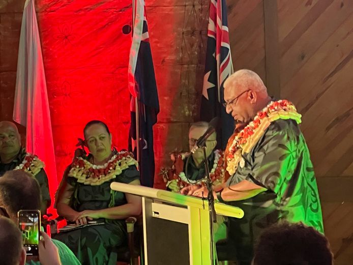 Frank Bainimarama, voorzitter van het Pacific Islands Forum en minister-president van Fiji.