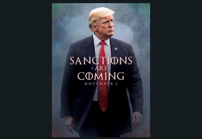 Donald Trump twittert in de stijl van Game of Thrones dat Iran vanaf maandag te maken krijgt met hernieuwde sancties door de Verenigde Staten.