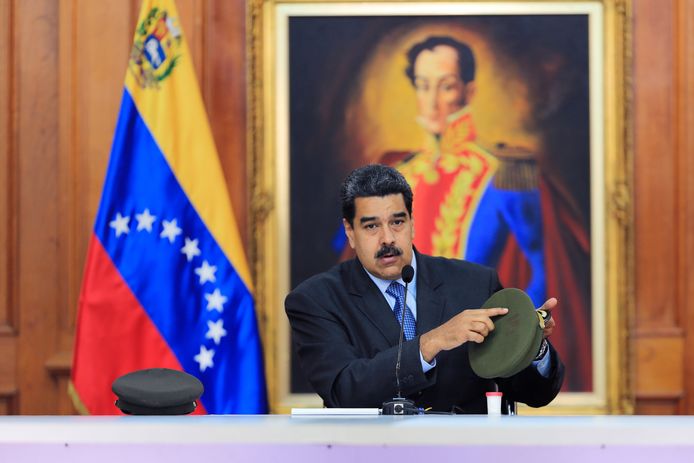 Venezolaanse president Nicolás Maduro tijdens zijn televisietoespraak dinsdag.
