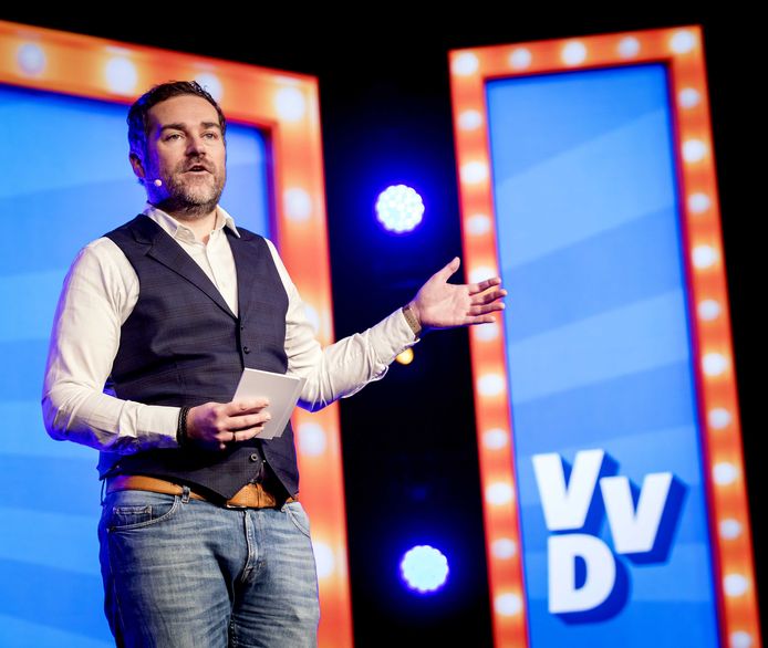 Fractievoorzitter Klaas Dijkhoff tijdens de algemene ledenvergadering van de VVD in Congrescentrum Papendal.