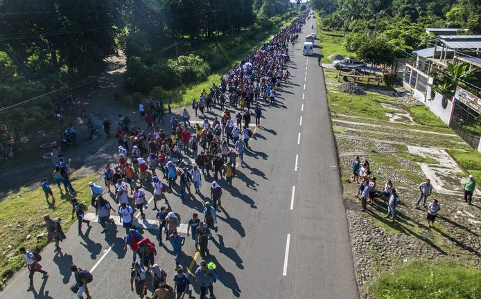 De ‘karavaan’ met voornamelijk migranten uit Honduras