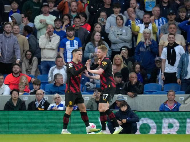 Geen zege voor kampioen Manchester City, dat goed wegkomt met gelijkspel in Brighton
