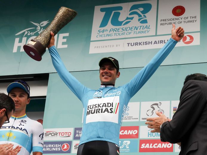 Eduard Prades in betere tijden, na het winnen van de zesde etappe in de Ronde van Turkije in 2018.