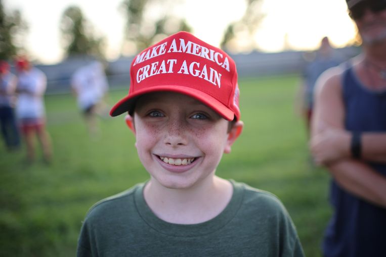 Een jonge bewonderaar van Donald Trump.  Beeld Getty Images
