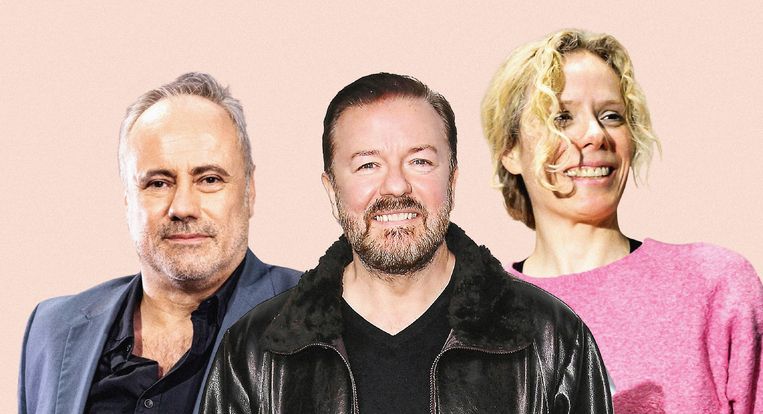 Eddy Demarez, Ricky Gervais en Ruth Lasters. Beeld DM