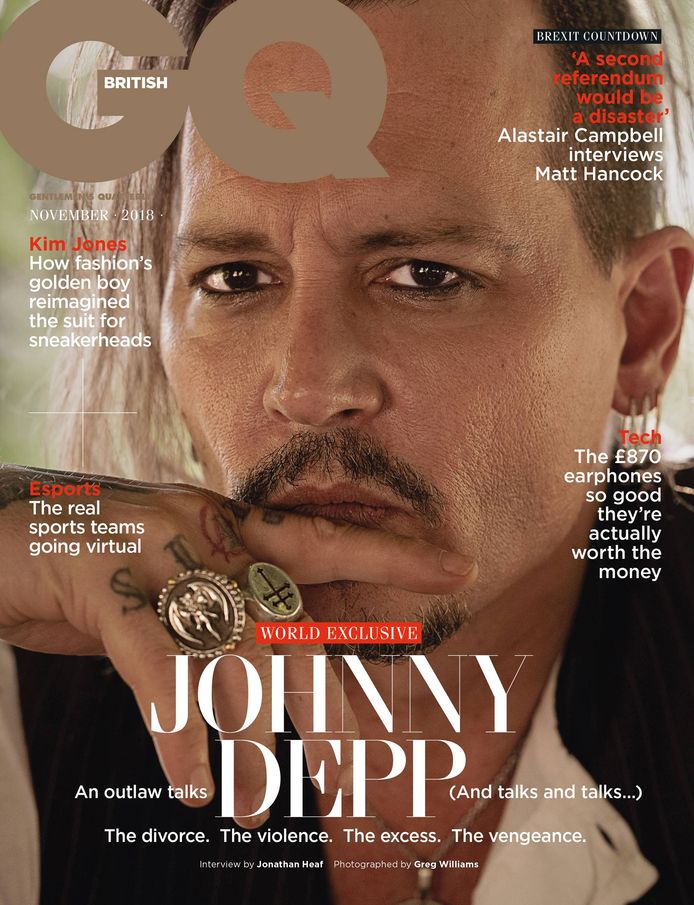 Johnny Depp op de cover van de Britse GQ