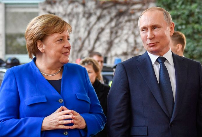 Angela Merkel et Vladimir Poutine en janvier 2020.
