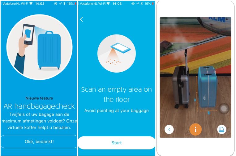 Snikken Idool Haarzelf KLM-app laat gebruiker zien of handbagage wel of niet in bagagerek  vliegtuig past