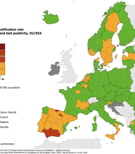 Nederland is niet langer rood op Europese coronarisicokaart
