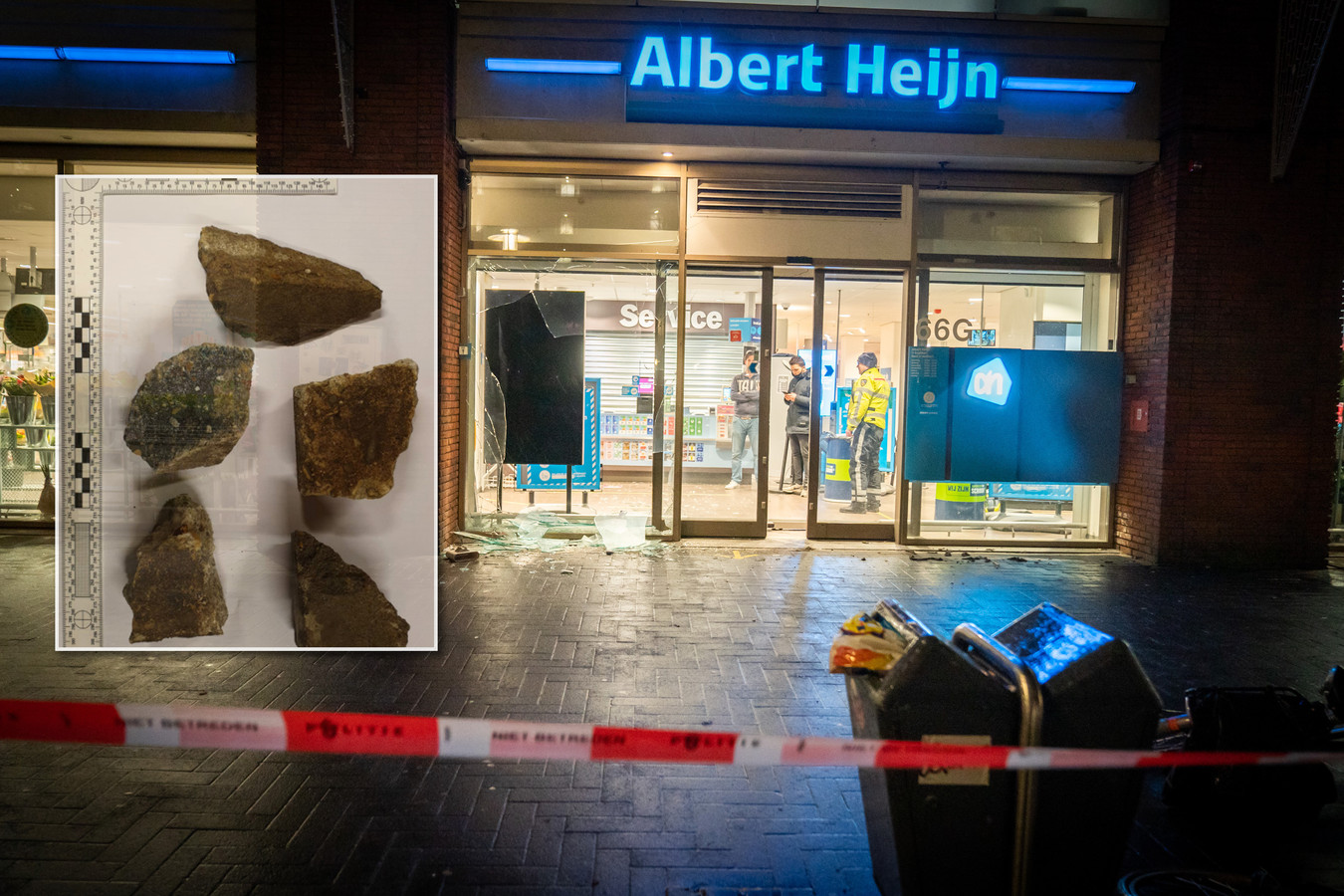 Rechercheurs bij Albert Heijn in Utrecht bekogeld ‘Gelukkig konden ze de stenen ontwijken