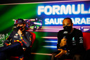 Verstappen en Hamilton geven hun persconferentie.